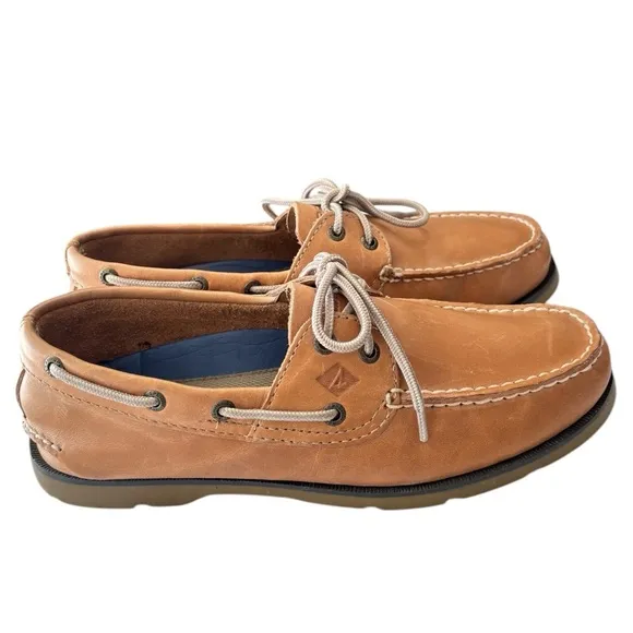 Sperry Top-Sider Mens Leeward 2 Eye Boat Shoe Size 9 Classic Leather Sahara Tan