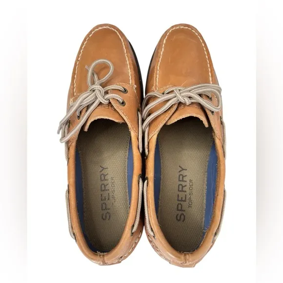 Sperry Top-Sider Mens Leeward 2 Eye Boat Shoe Size 9 Classic Leather Sahara Tan