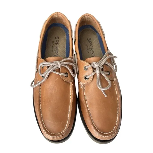 Sperry Top-Sider Mens Leeward 2 Eye Boat Shoe Size 9 Classic Leather Sahara Tan