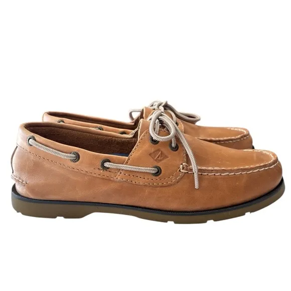 Sperry Top-Sider Mens Leeward 2 Eye Boat Shoe Size 9 Classic Leather Sahara Tan
