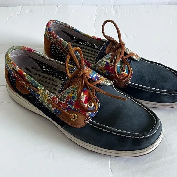 Sperry Topsider Bluefish Liberty Floral Boat Shoe Size 9.5