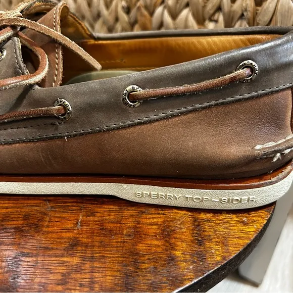 Sperry Topsider Gold Cup Leather Men's Brown Boat Shoe 2-Eye Lace Up Size 9