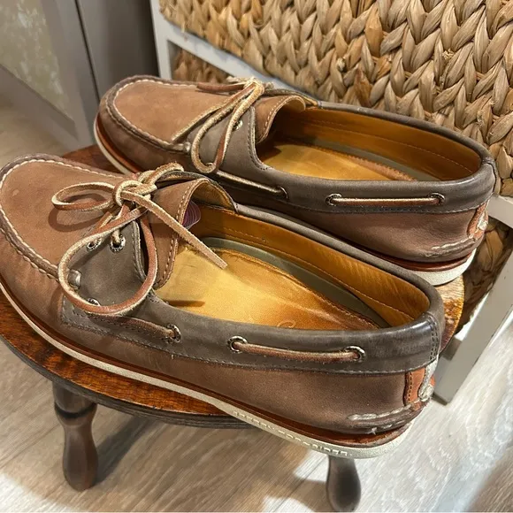 Sperry Topsider Gold Cup Leather Men's Brown Boat Shoe 2-Eye Lace Up Size 9