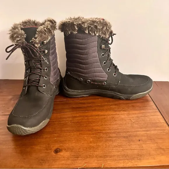 Sperry Topsider Original Style Winter Snow Boots Worn Once Brown Red Sz 6,5