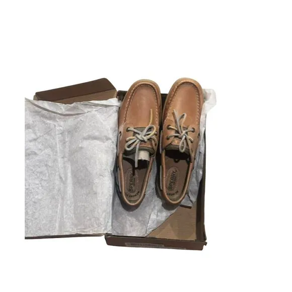 Sperry Women's Bluefish 2-Eye Boat Shoes Linen/Oat (9276619) Size 7M NWB