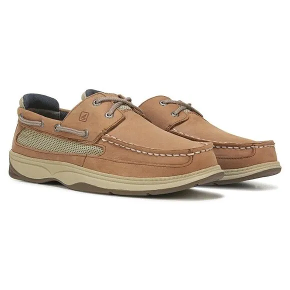 Sperry Boys' Lanyard Boat Shoes In Dark Tan/Navy Size Little Kid 3