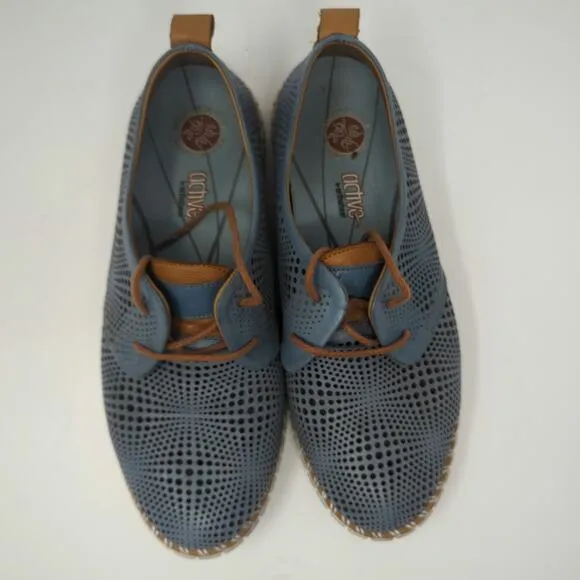 Spring Step Kalene Oxford Blue Shoes Size 9.5
