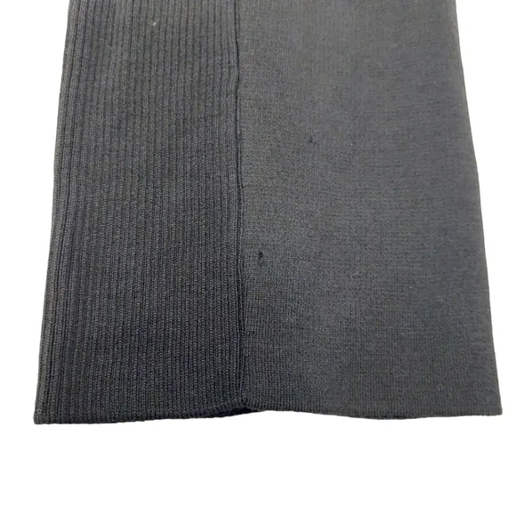 St. John Black &amp; Ivory Wool-Blend Ribbed Knit Pullover Sweater