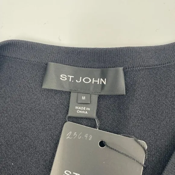 St. John Black Classic Boat Neck Sweater | New With Tags