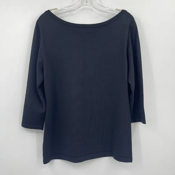 St. John Black Classic Boat Neck Sweater | New With Tags