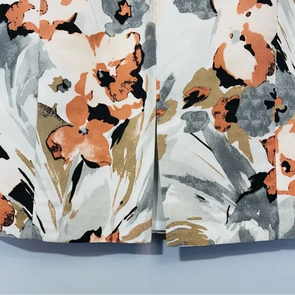 ST JOHN Collection Silk Floral Print Sheath Dress 10 Square Boat Neck Sleeveless