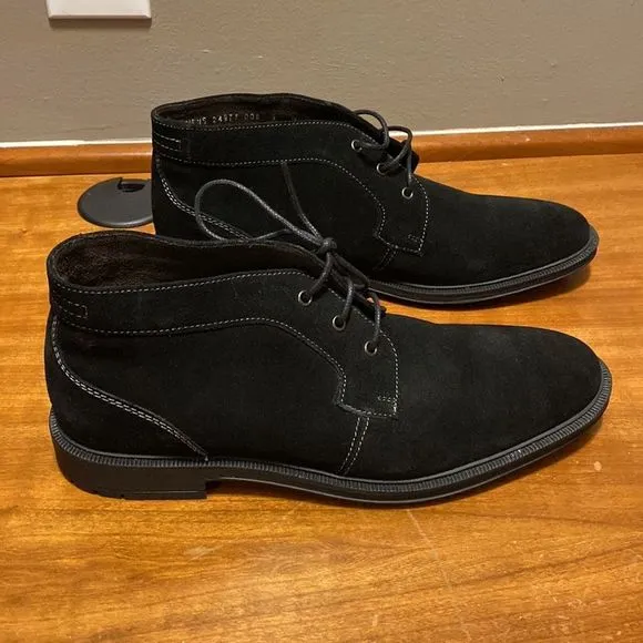 Stacy Adams Mens suede lace up memory foam black ankle boots size 9