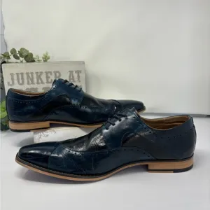 Stacy Adams Navy Blue Leather Lace Up Oxford Dress Shoes Mens 14M Two Tone Blue