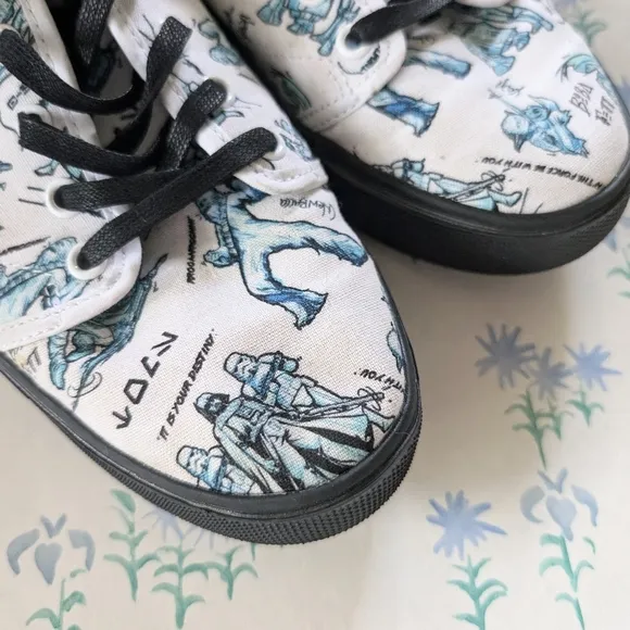 Star Wars TOMS Character Sketch Print Sneakers Men's 9 Blue White Shoes Art