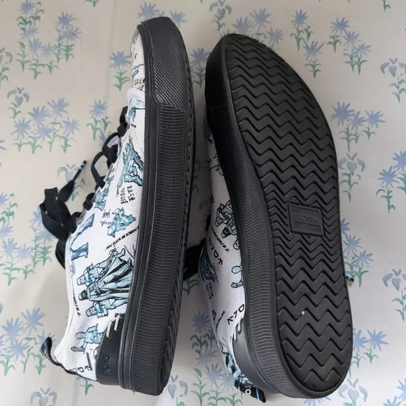 Star Wars TOMS Character Sketch Print Sneakers Men's 9 Blue White Shoes Art
