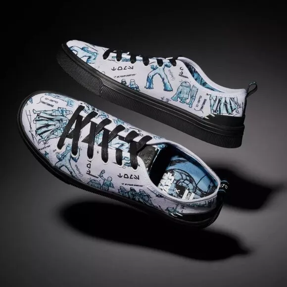Star Wars TOMS Character Sketch Print Sneakers Men's 9 Blue White Shoes Art