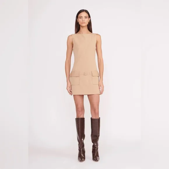 Staud Sheila Mini Dress in Camel Tan | Small