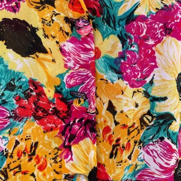 Stella Dottir Summer Floral Print Semi-Sheer Button-Down Midi Dress Size 8