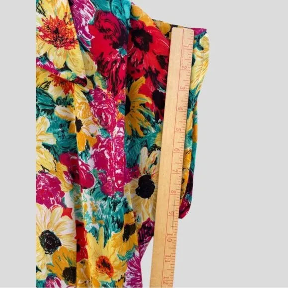 Stella Dottir Summer Floral Print Semi-Sheer Button-Down Midi Dress Size 8