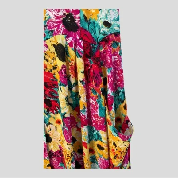 Stella Dottir Summer Floral Print Semi-Sheer Button-Down Midi Dress Size 8