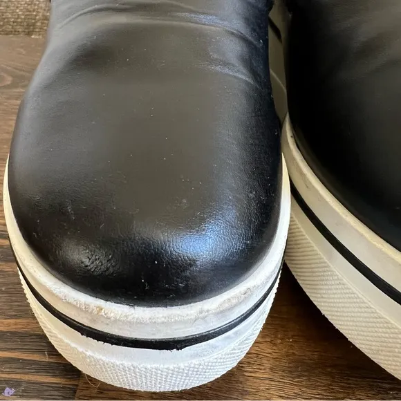 Stella McCartney Black Leather Platform Wedges Logo On Sides EU38 (fits like 7)