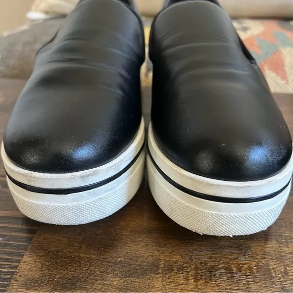 Stella McCartney Black Leather Platform Wedges Logo On Sides EU38 (fits like 7)