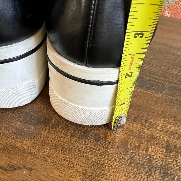 Stella McCartney Black Leather Platform Wedges Logo On Sides EU38 (fits like 7)
