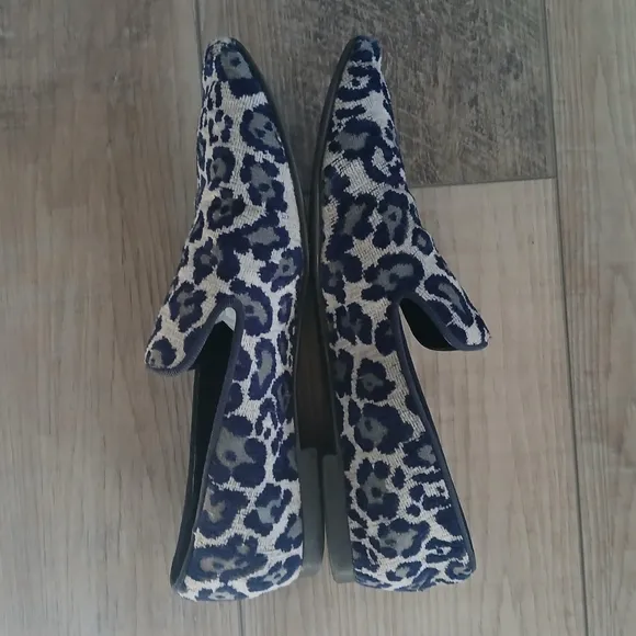 Stella McCartney cloth flats loafers in navy and beige. Size 36.5
