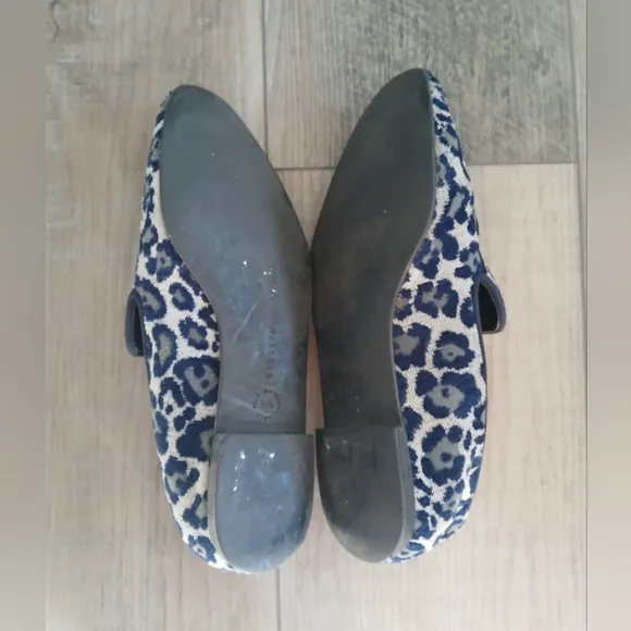 Stella McCartney cloth flats loafers in navy and beige. Size 36.5