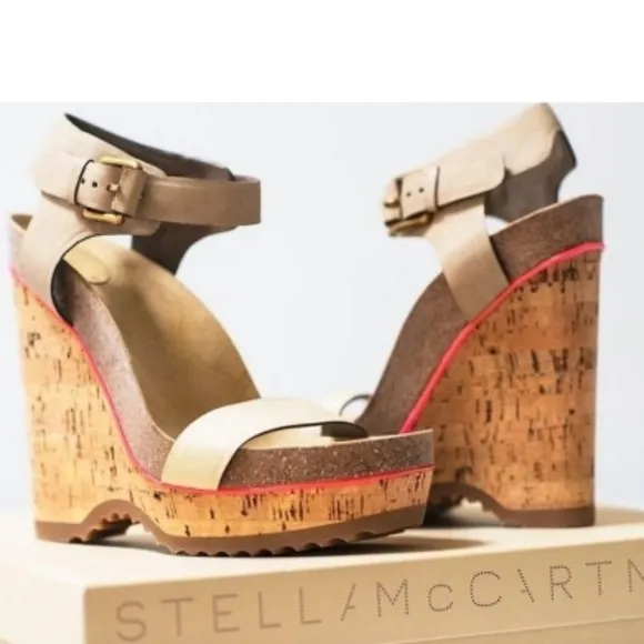 Stella Mccartney Vegan Maia Cork Wedges VERY RARE