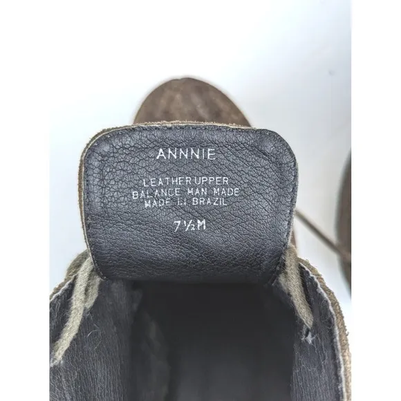 Steve Madden Annie Suede Platform Wedges Olive Green Leather Boots Lace Up 7.5