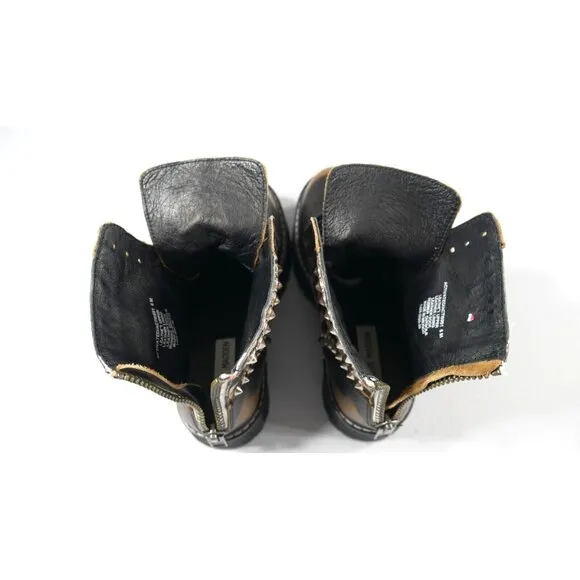 Steve Madden Avenger Studded Leopard Leather Platform Combat Boots W Size 6 EUC