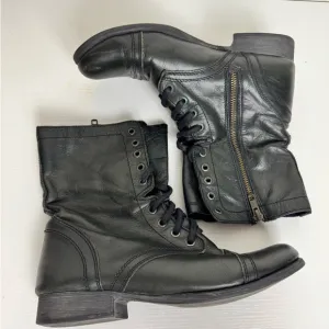 Steve Madden Combat Boots Black Leather Womens size 9