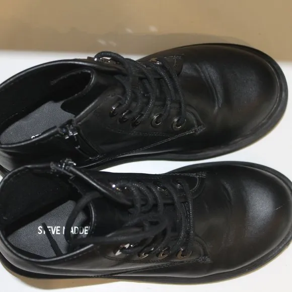 Steve Madden Combat Moto Black Zipped Boots Sz 4