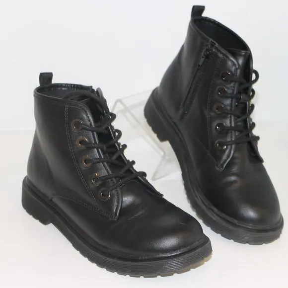 Steve Madden Combat Moto Black Zipped Boots Sz 4