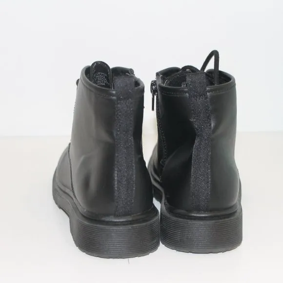 Steve Madden Combat Moto Black Zipped Boots Sz 4
