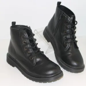 Steve Madden Combat Moto Black Zipped Boots Sz 4