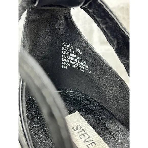 Steve Madden Kaah Women's Size 10 Black Leather and Snakeskin Platform Wedges