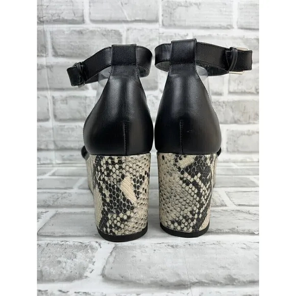 Steve Madden Kaah Women's Size 10 Black Leather and Snakeskin Platform Wedges