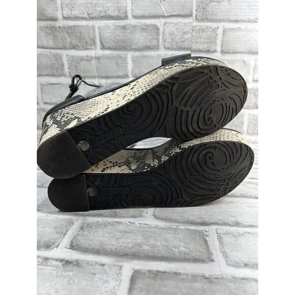 Steve Madden Kaah Women's Size 10 Black Leather and Snakeskin Platform Wedges