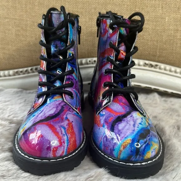 Steve Madden | Kids J Betty Rainbow Sparkle Lace Up Boots Girls 2