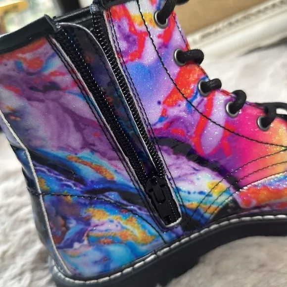 Steve Madden | Kids J Betty Rainbow Sparkle Lace Up Boots Girls 2