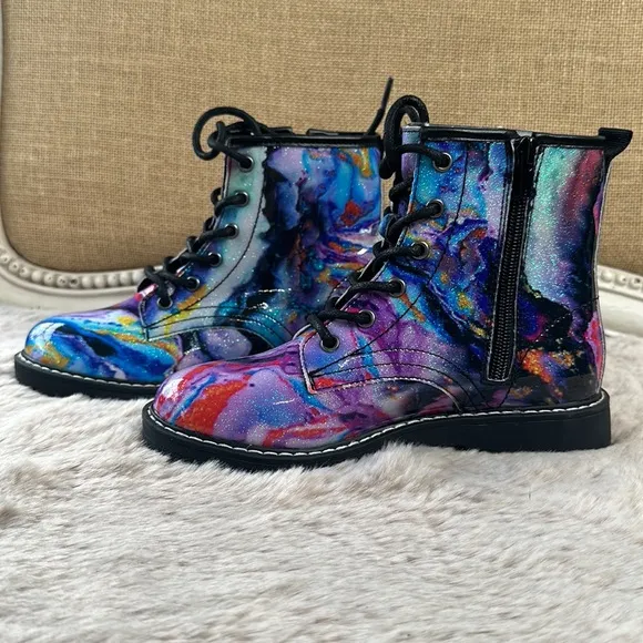 Steve Madden | Kids J Betty Rainbow Sparkle Lace Up Boots Girls 2