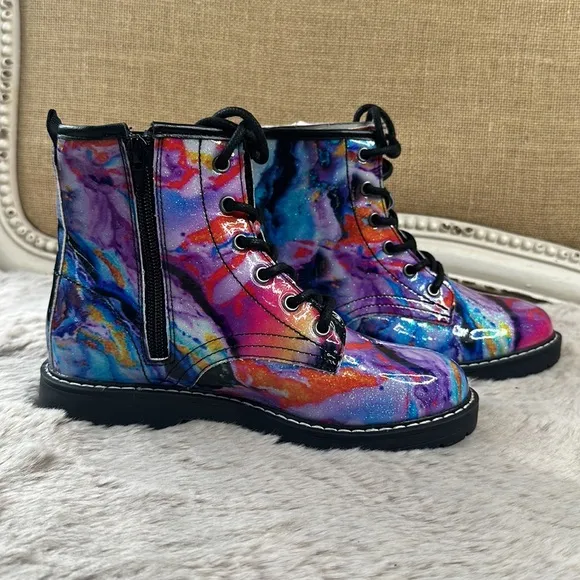 Steve Madden | Kids J Betty Rainbow Sparkle Lace Up Boots Girls 2
