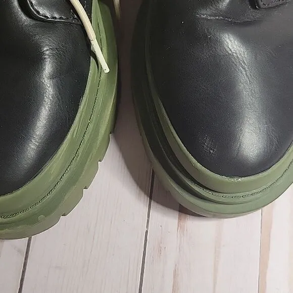 Steve Madden Mansel Lace Up Combat Boots in Black &amp; Green 9.5 Womens