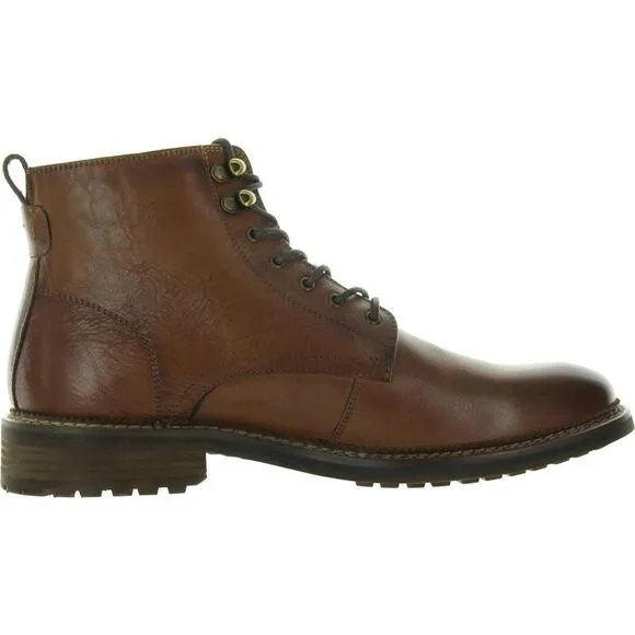 Steve Madden Mens Noby Tan Lace-Up Leather Combat &amp; Lace-Up Boots New