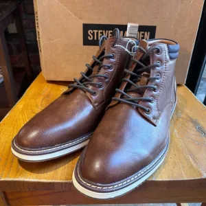 Steve Madden mens P-Jelen short lace up chukka boots cognac 12