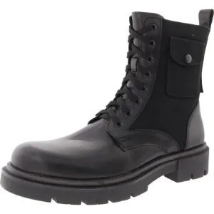 Steve Madden Mens Racine Black Lace-Up Leather Combat &amp; Lace-Up Boots New