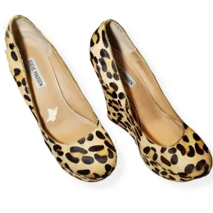 Steve Madden Pammyy Leopard Pony Platform Wedge 9.5