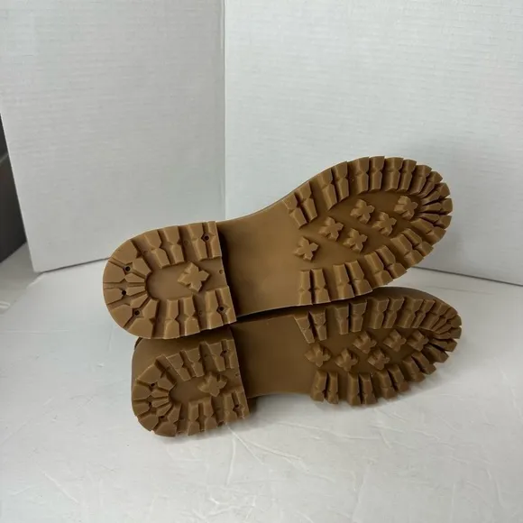 Steve Madden Rainier Cognac Suede Leather Lace-Up Platform Ankle Boots